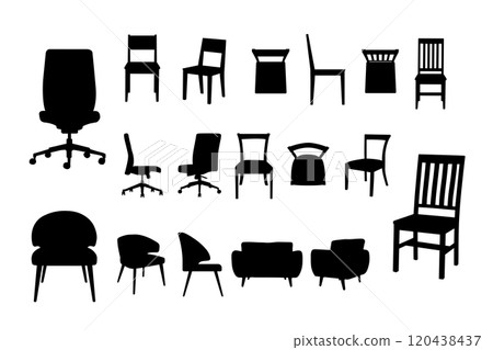 Collection of chair silhouette templates. Editable vector illustration in EPS.10 Collection of chair silhouette templates. Editable vector illustration in EPS.10 120438437