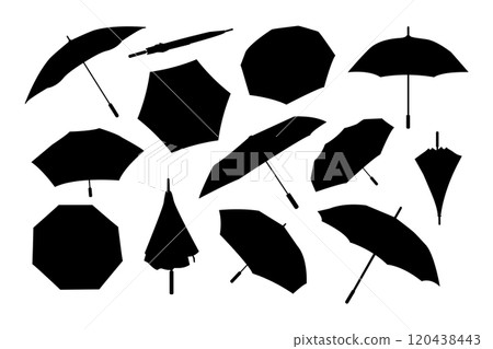 Collection of umbrella silhouette templates. Editable vector illustration in EPS.10 Collection of umbrella silhouette templates. Editable vector illustration in EPS.10 120438443