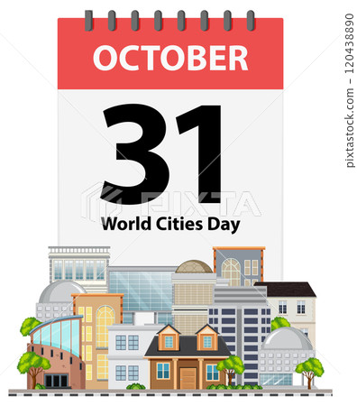 World Cities Day Calendar Illustration 120438890