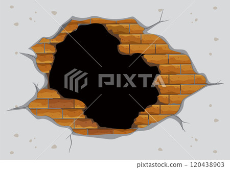 Brick Wall with Large Hole 120438903