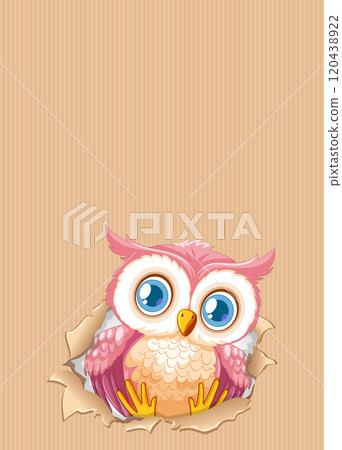 Cute Owl Peeking Through Paper 120438922