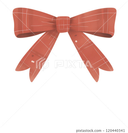 A beautifully designed red bow with a plaid pattern, perfect for holiday decorations or gift wrapping. 120440341