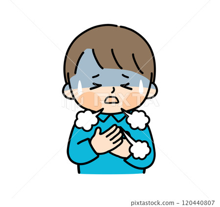 Illustration of a child feeling short of breath 120440807