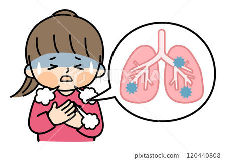 Illustration material of pneumonia symptoms including people 120440808
