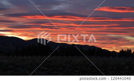 Colorful sunrise in Hawea, New Zealand. Colorful sunrise in Hawea, New Zealand. 120441040