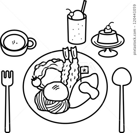 兒童午餐插畫僅限線描 120441059