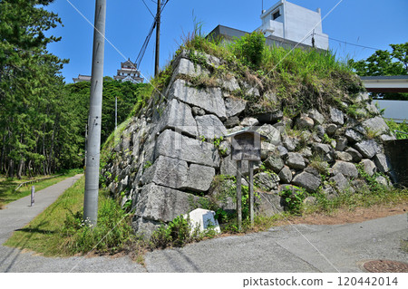 唐津城天守閣、石牆和藍天映照下的景色 唐津城天守閣、石牆和藍天映照下的景色 120442014