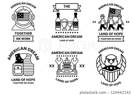 A set of different American dream badges A set of different American dream badges 120442142