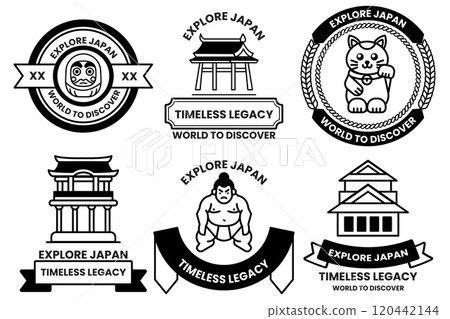 A set of different badges in concept of Explore Japan 120442144