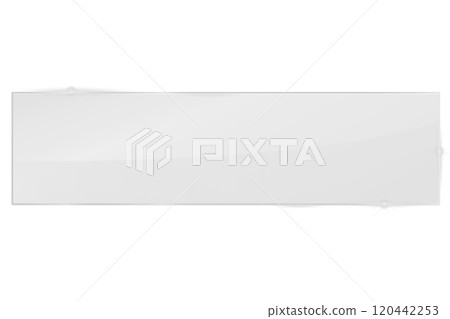 Glass plate on transparent background, clear glass showcase, realistic window mockup, acrylic and glass texture with glares and light, realistic transparent glass window in rectangle frame 120442253
