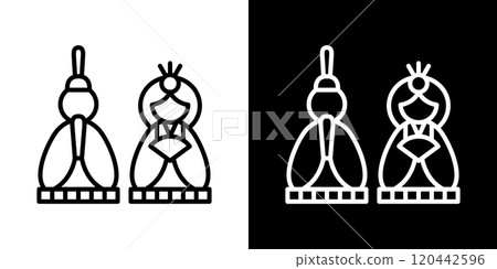 Simple line icon of Hina doll 120442596