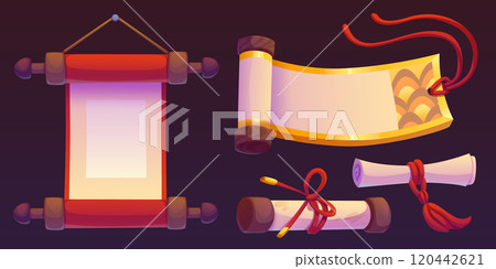 Red chinese paper scroll for royal banner vector Red chinese paper scroll for royal banner vector 120442621