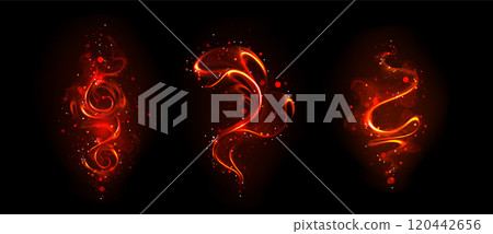 Fiery red magical wand traces effect Fiery red magical wand traces effect 120442656