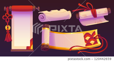 Ancient chinese paper scrolls set Ancient chinese paper scrolls set 120442659