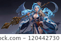 Blue female spear user character 120442730