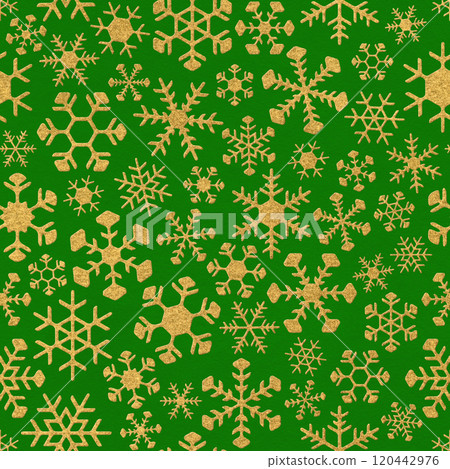 Green seamless pattern with connected snowflakes 120442976