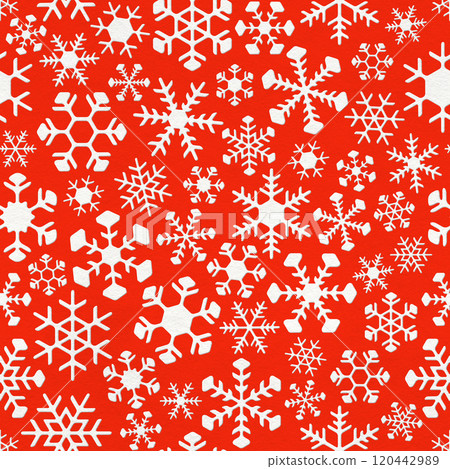 A red seamless winter pattern with snowflakes 120442989
