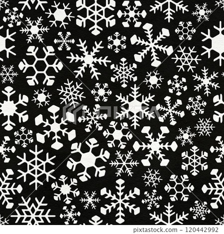 冬季黑白無縫圖案與相連的雪花 120442992