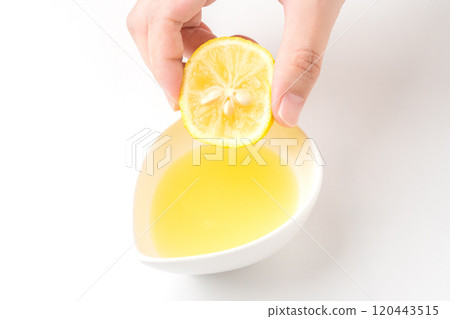 White background Yuzu juice freshly squeezed White background Yuzu juice freshly squeezed 120443515
