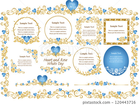 Vintage calligraphy style frame material 46 <Rose White Day Heart> Vintage calligraphy style frame material 46 <Rose White Day Heart> 120443716