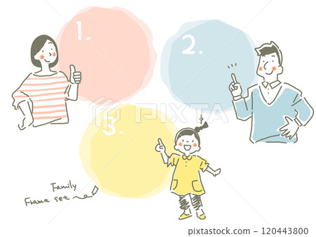 Frame set of a family of three - Stylish and cute hand-drawn illustrations 120443800