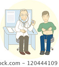 A person being examined by a kind-looking doctor at a hospital A person being examined by a kind-looking doctor at a hospital 120444109