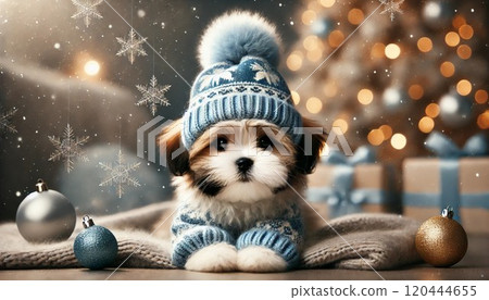 閃閃發光的燈光和西施狗 120444655