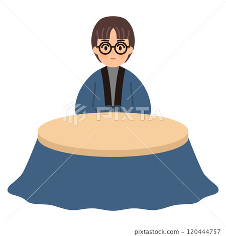 穿著被爐的男人的插圖 穿著被爐的男人的插圖 120444757