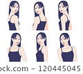 A woman with long hair wearing a camisole 120445045