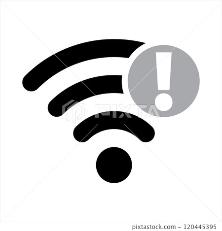 A collection of Wi-Fi icons representing various signal strengths and connection statuses. 120445395