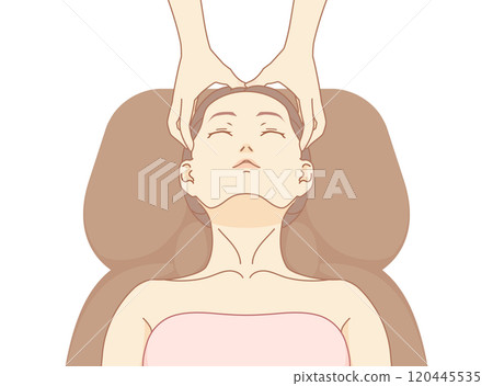 一名婦女接受頭部水療治療的插圖 120445535