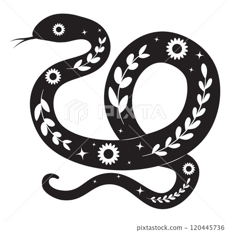Snake silhouette with floral 120445736
