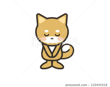 一隻可愛的狗低下頭道歉的插圖 120445816