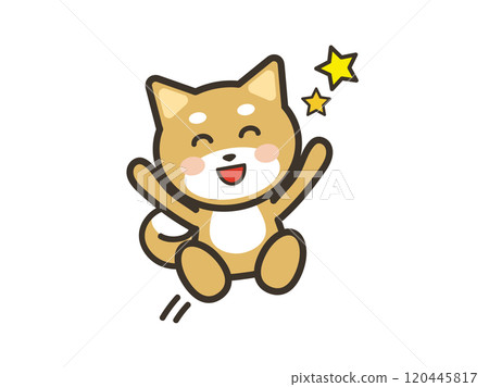 Illustration of a cute dog jumping with joy 120445817