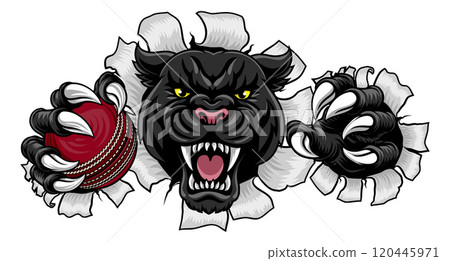 Black Panther Leopard Jaguar Cat Cricket Mascot Black Panther Leopard Jaguar Cat Cricket Mascot 120445971