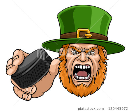 Leprechaun Celtic Irish Ice Hockey Sports Mascot Leprechaun Celtic Irish Ice Hockey Sports Mascot 120445972