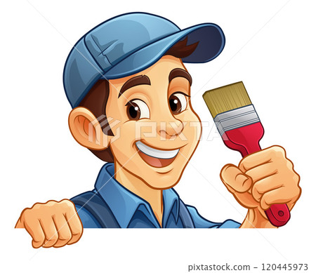 Painter Decorator Paint Brush Cartoon Handy Man Painter Decorator Paint Brush Cartoon Handy Man 120445973