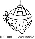 Christmas Groovy Swirled Ornament Ball Coloring Image doodle 120446098