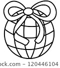 Christmas Groovy Swirled Ornament Ball Coloring Image doodle 120446104