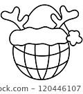 Christmas Groovy Swirled Ornament Ball Coloring Image doodle 120446107