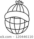 Christmas Groovy Swirled Ornament Ball Coloring Image doodle 120446110