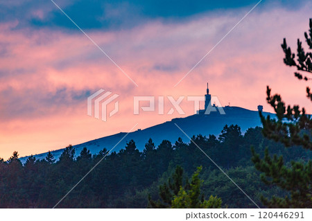 Sunset over Mont Ventoux, mountain in Provence, France. 120446291