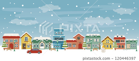 白雪皚皚的冬季城市景觀 120446397