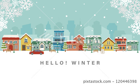 Snowy winter cityscape (Full HD 16:9 size) 120446398
