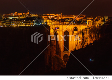 Ronda town with old bridge, Andalusia, Spain. 120446432