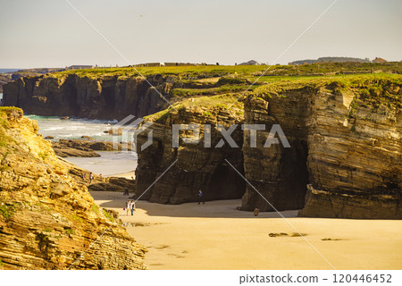 Ocean at low tide. Cathedrals Beach in Galicia Spain. Ocean at low tide. Cathedrals Beach in Galicia Spain. 120446452