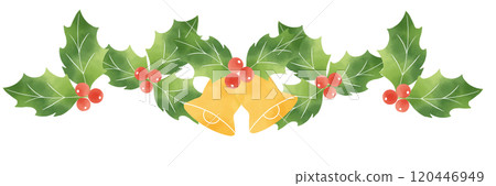 Holly and bell decoration illustration Holly and bell decoration illustration 120446949
