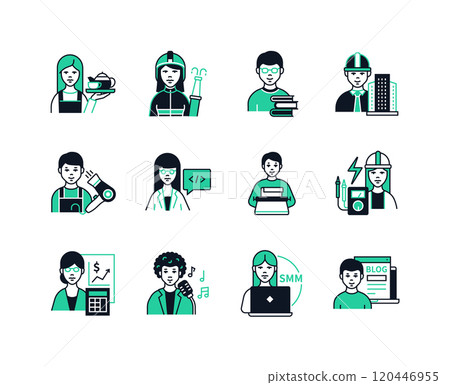 Professions for women and men - line design style icons set 120446955
