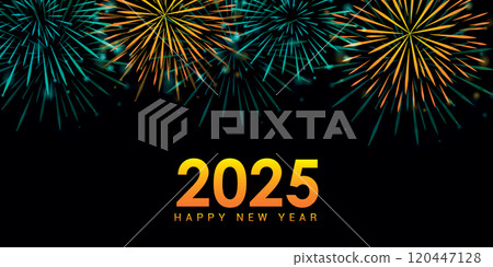 happy new year 2025 colorful firework on night background greeting card vector illustration happy new year 2025 colorful firework on night background greeting card vector illustration 120447128