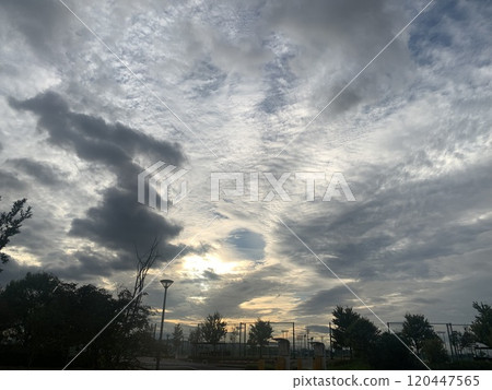 Sunset, dusk, evening glow, scale cloud, scale cloud, cotton cloud 120447565